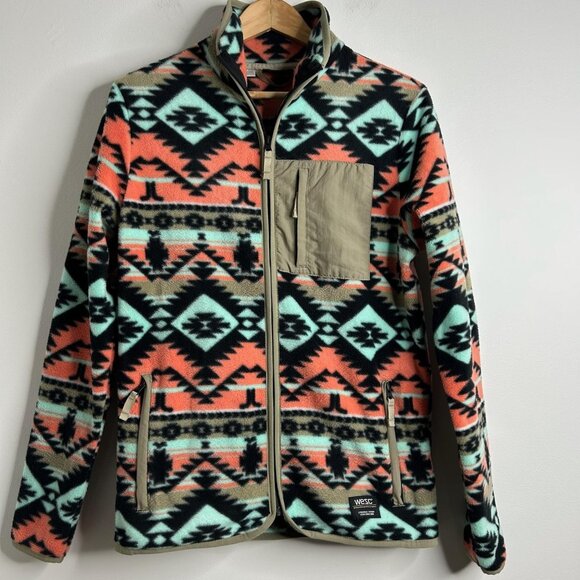 Wesc Other - WESC Jacket Mens Sm Womens M Moritz Aztec Fleece Full Zip Black Coral Western